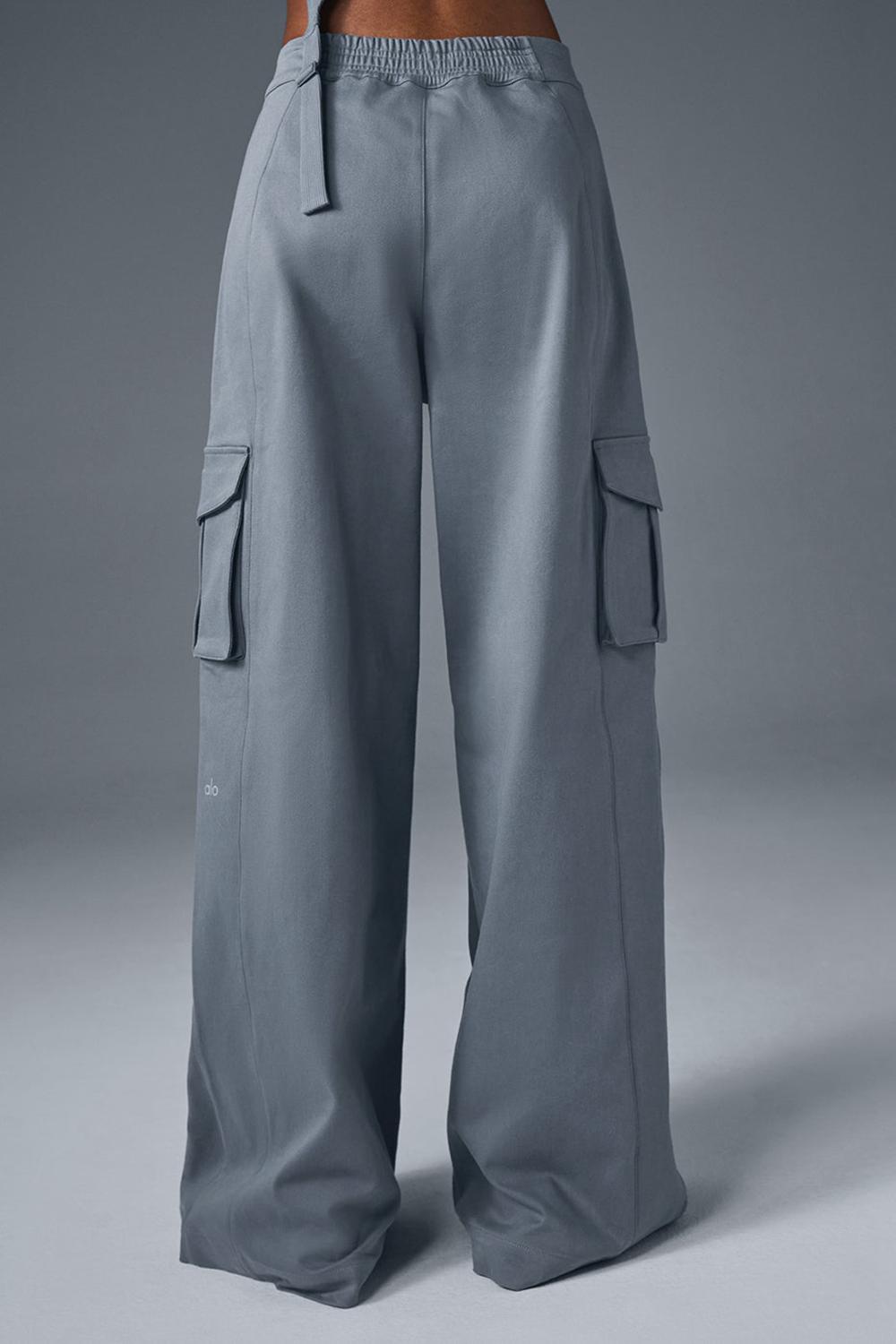 Steel Grey Women Alo Yoga Show Off Cargo Wide Leg (Long) Pant | Australia  87593-LBHJ