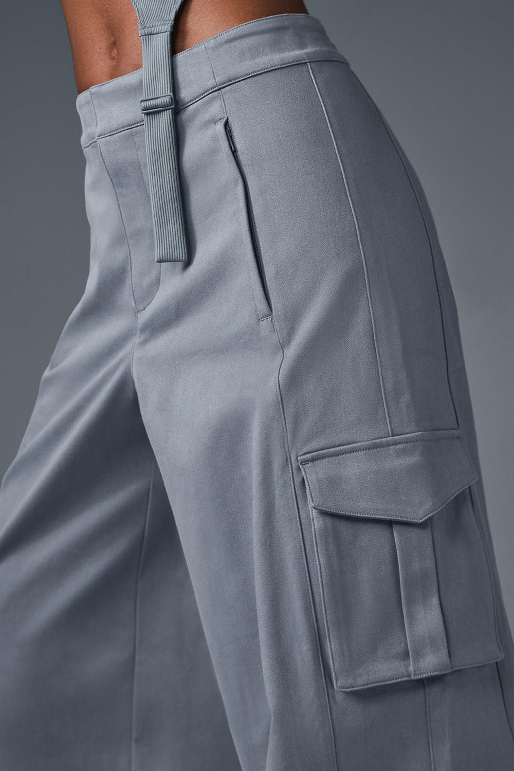 Steel Grey Women Alo Yoga Show Off Cargo Wide Leg (Long) Pant | Australia  87593-LBHJ
