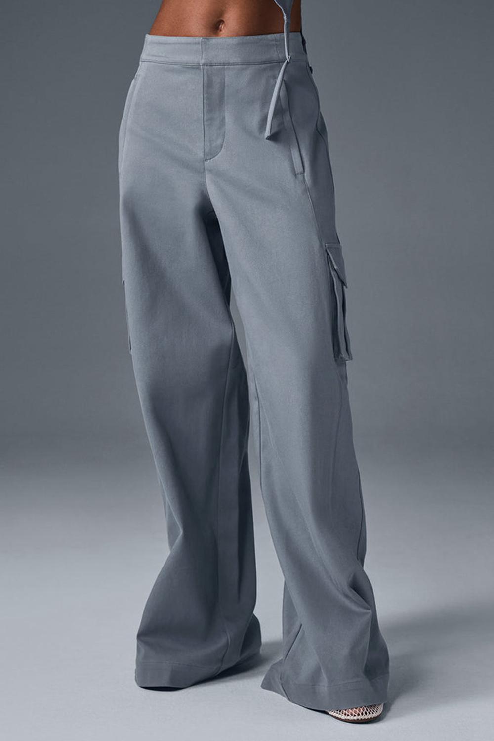 Steel Grey Women Alo Yoga Show Off Cargo Wide Leg (Long) Pant | Australia  87593-LBHJ