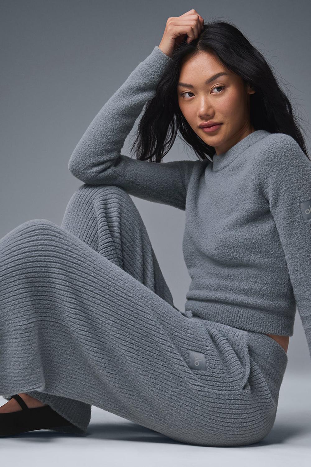 Steel Grey Women Alo Yoga Snuggle Up High-Waist Wide Leg Pant | Australia  32601-GKAF