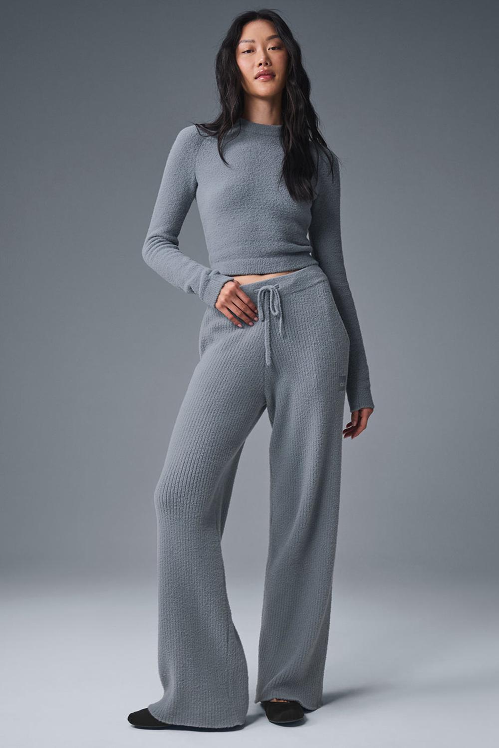Steel Grey Women Alo Yoga Snuggle Up High-Waist Wide Leg Pant | Australia  32601-GKAF