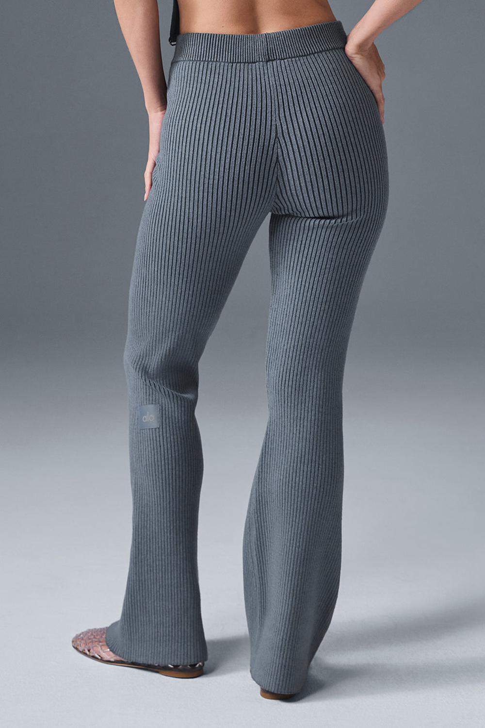 Steel Grey / Anthracite Women Alo Yoga Denim Knit High-Waist Flare Pant | Australia  30471-EDMJ