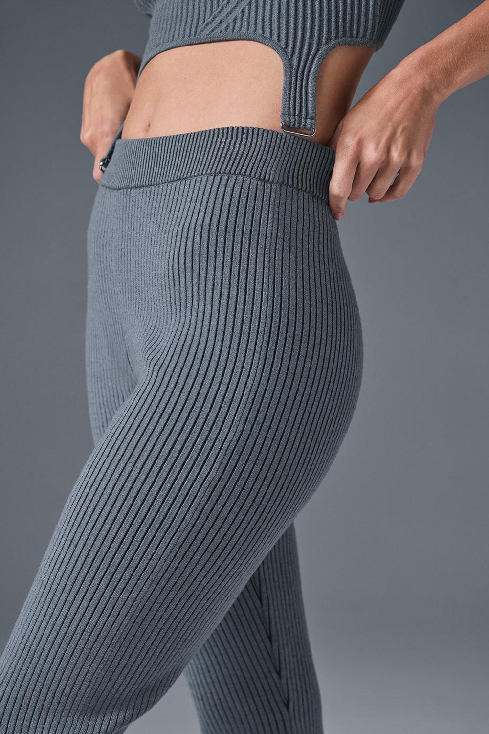 Steel Grey / Anthracite Women Alo Yoga Denim Knit High-Waist Flare Pant | Australia  30471-EDMJ