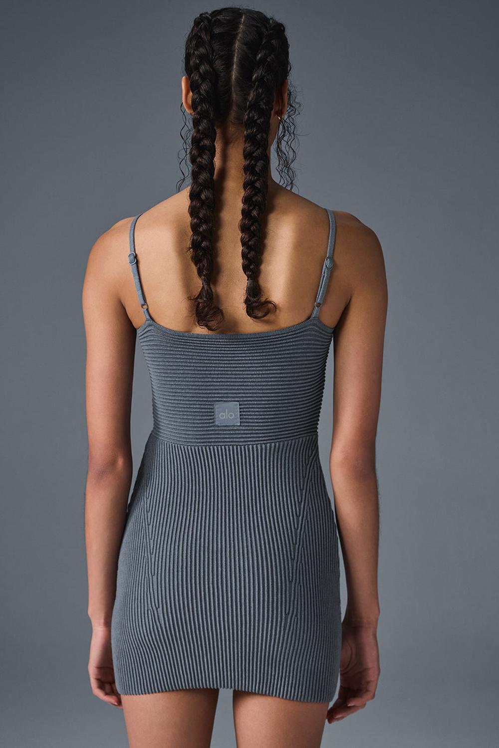 Steel Grey / Anthracite Women Alo Yoga Denim Knit Mini Dress | Australia  84573-SEYW