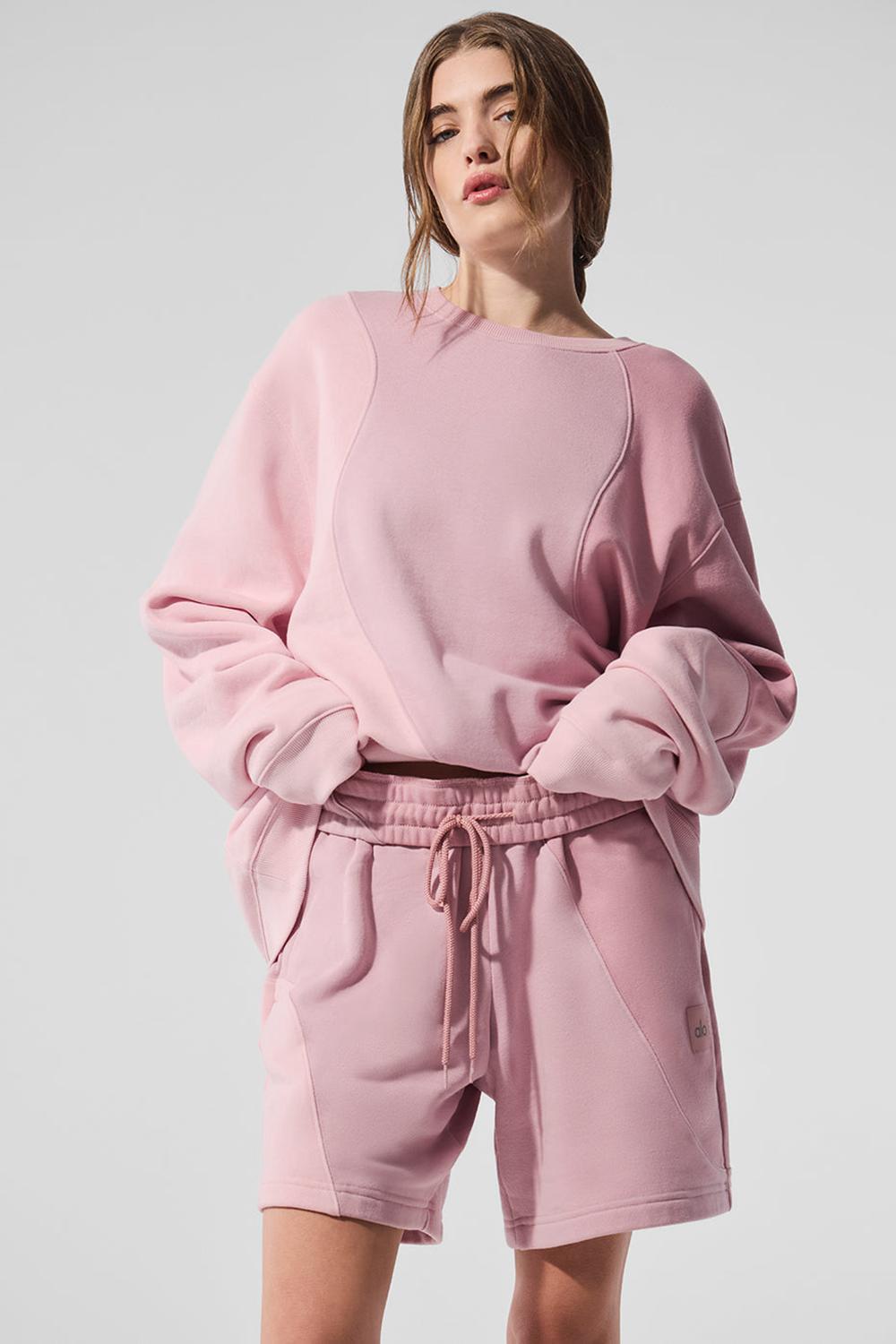 Sunset Pink Tonal Women Alo Yoga Make Waves Crew Neck Pullover | Australia  42518-FQNJ