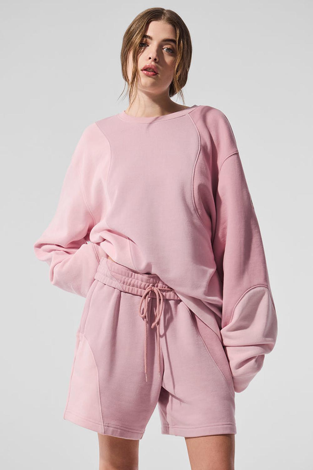 Sunset Pink Tonal Women Alo Yoga Make Waves Crew Neck Pullover | Australia  42518-FQNJ