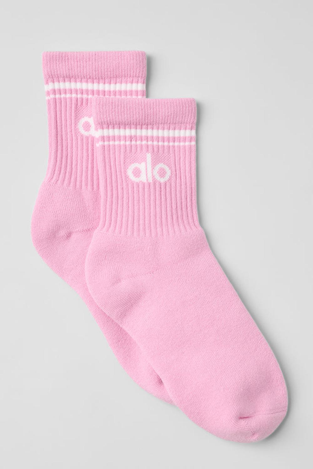 Sweet Pink / White Women Alo Yoga Unisex Half-Crew Throwback Sock | Australia  14278-UADQ