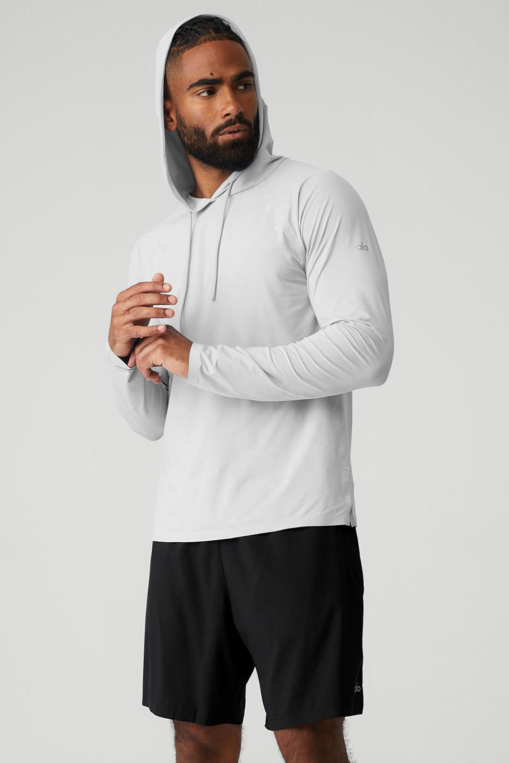 Titanium Men Alo Yoga Idol Runner Hoodie | Australia  71508-CFAV