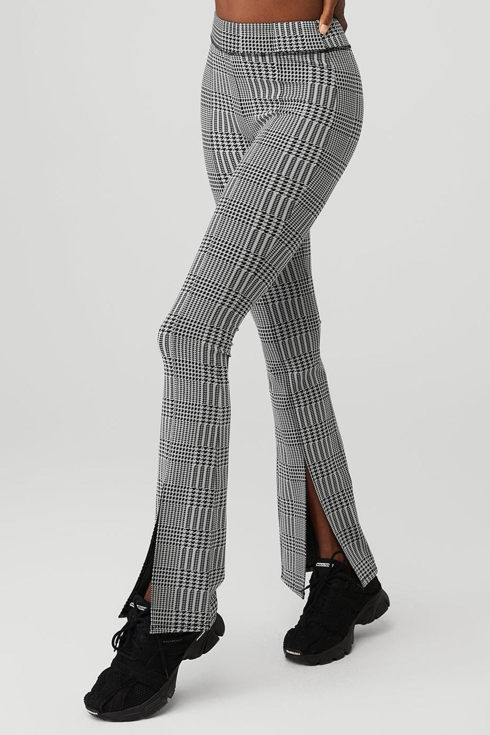 Titanium / Black Women Alo Yoga Jacquard High-Waist Glenplaid Flutter Legging | Australia  84210-DYPQ