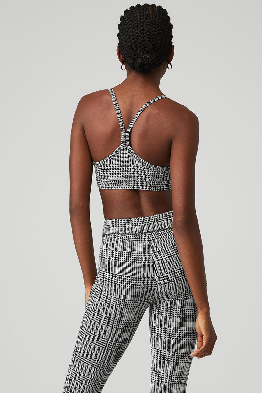 Titanium / Black Women Alo Yoga Jacquard Glenplaid Gratitude Bra | Australia  45839-SAOY