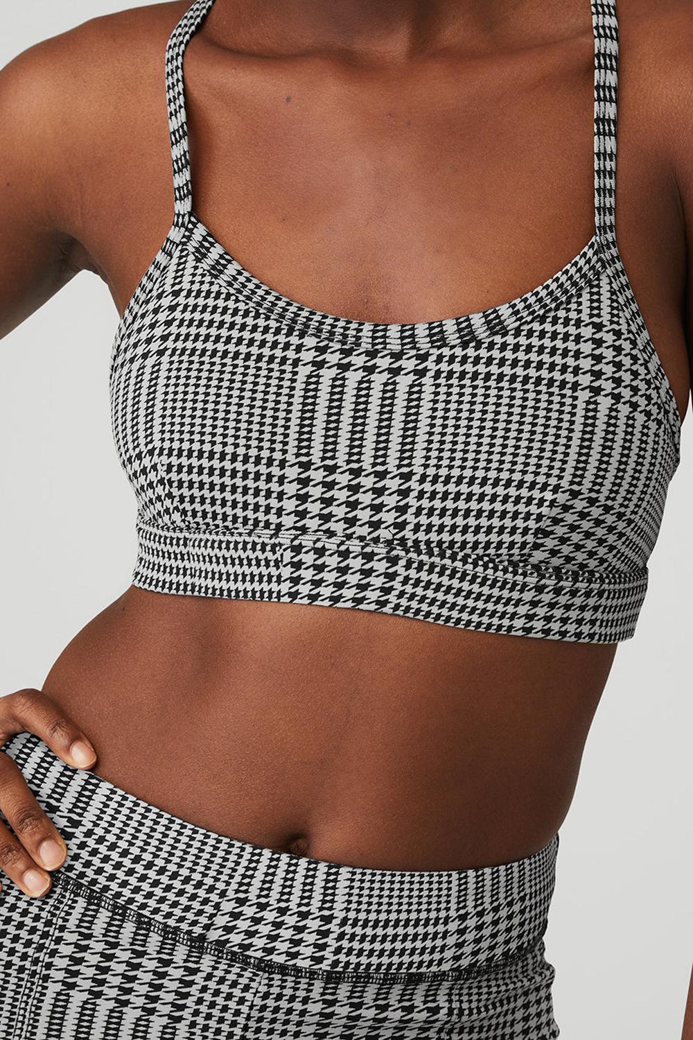 Titanium / Black Women Alo Yoga Jacquard Glenplaid Gratitude Bra | Australia  45839-SAOY