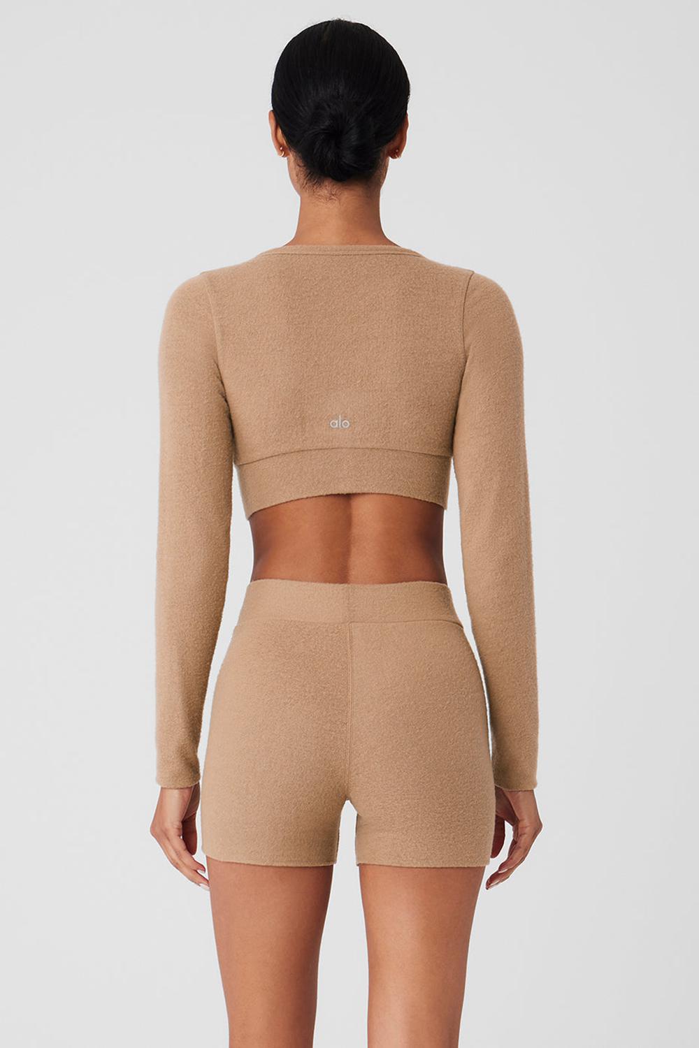 Toasted Almond Women Alo Yoga Alolux Cropped Me Time Cardigan | Australia  24517-ULBH