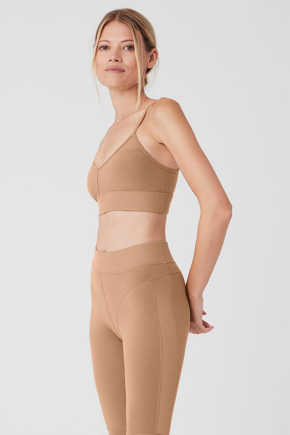 Toasted Almond Women Alo Yoga Alosoft Head Start Bra | Australia  01893-JRMF