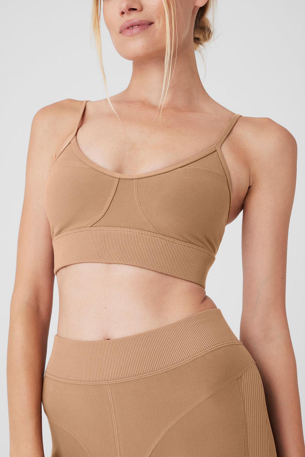 Toasted Almond Women Alo Yoga Alosoft Head Start Bra | Australia  01893-JRMF