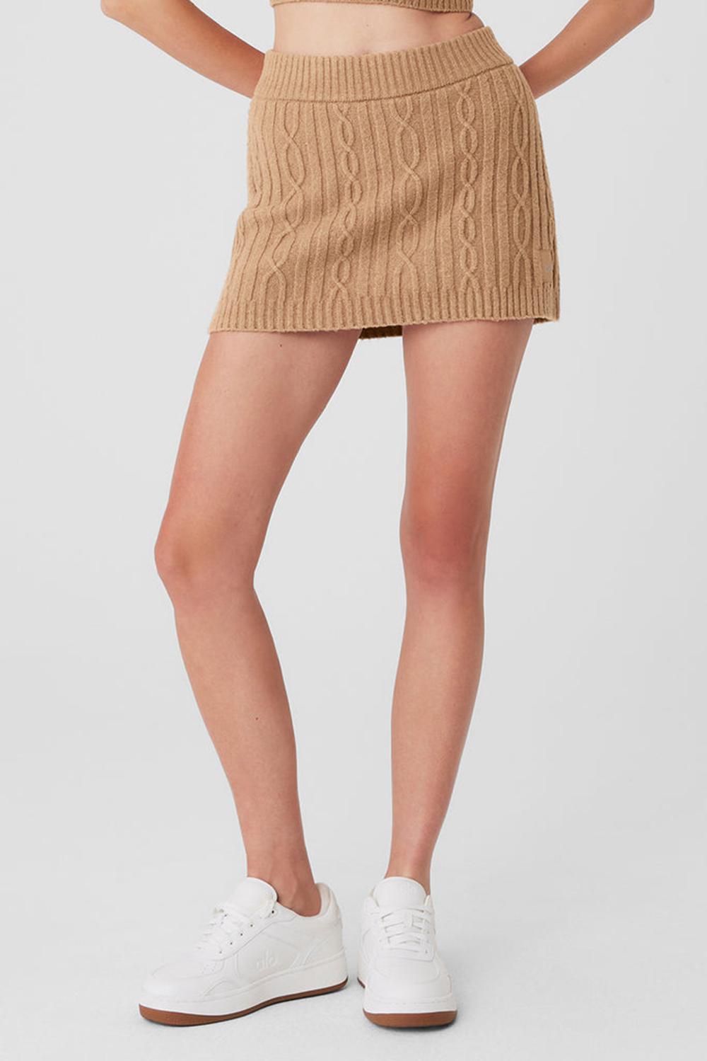 Toasted Almond Women Alo Yoga Cable Knit Winter Bliss Mini Skirt | Australia  03942-LBNJ