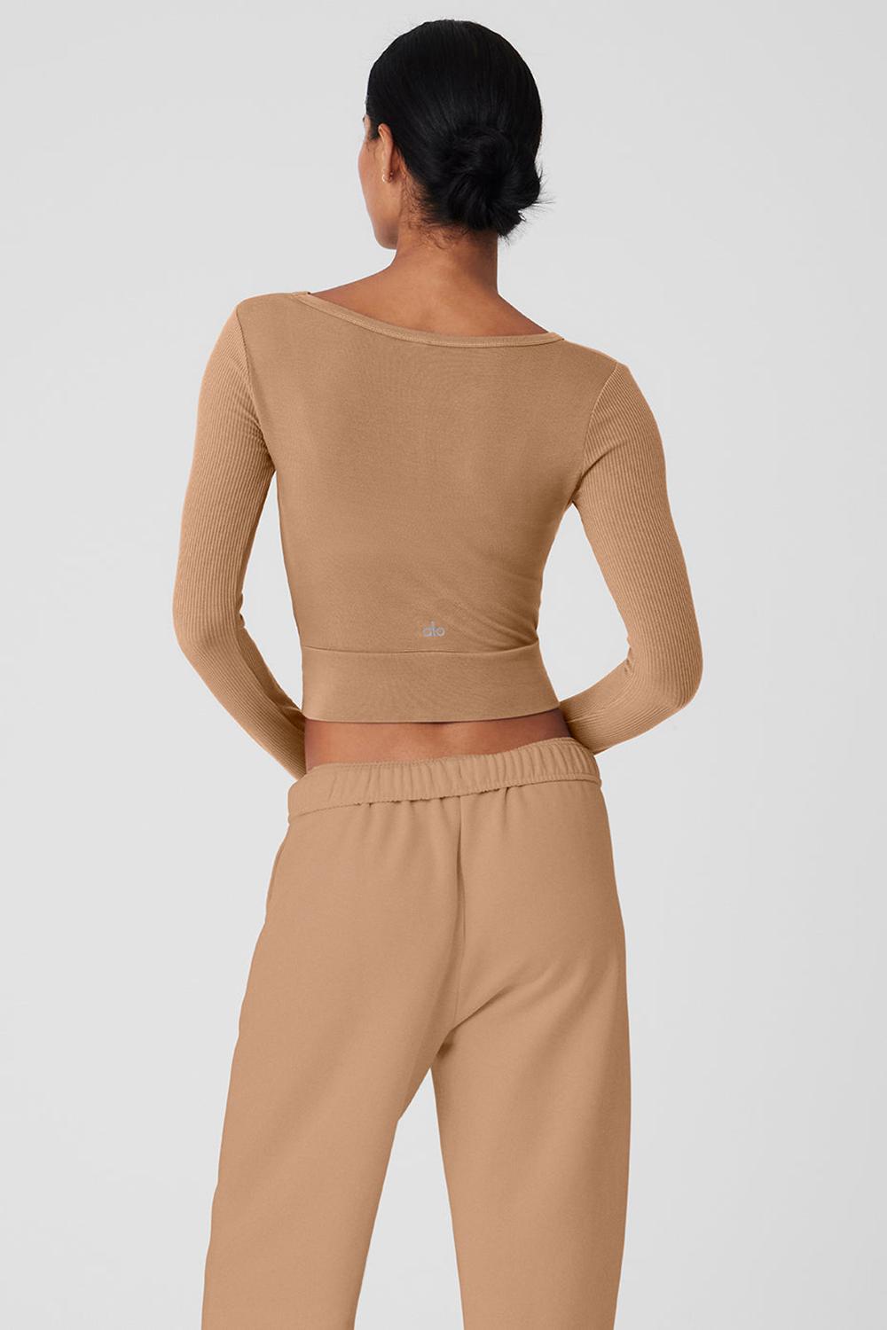 Toasted Almond Women Alo Yoga Cover Top Long Sleeve | Australia  82067-EQVJ