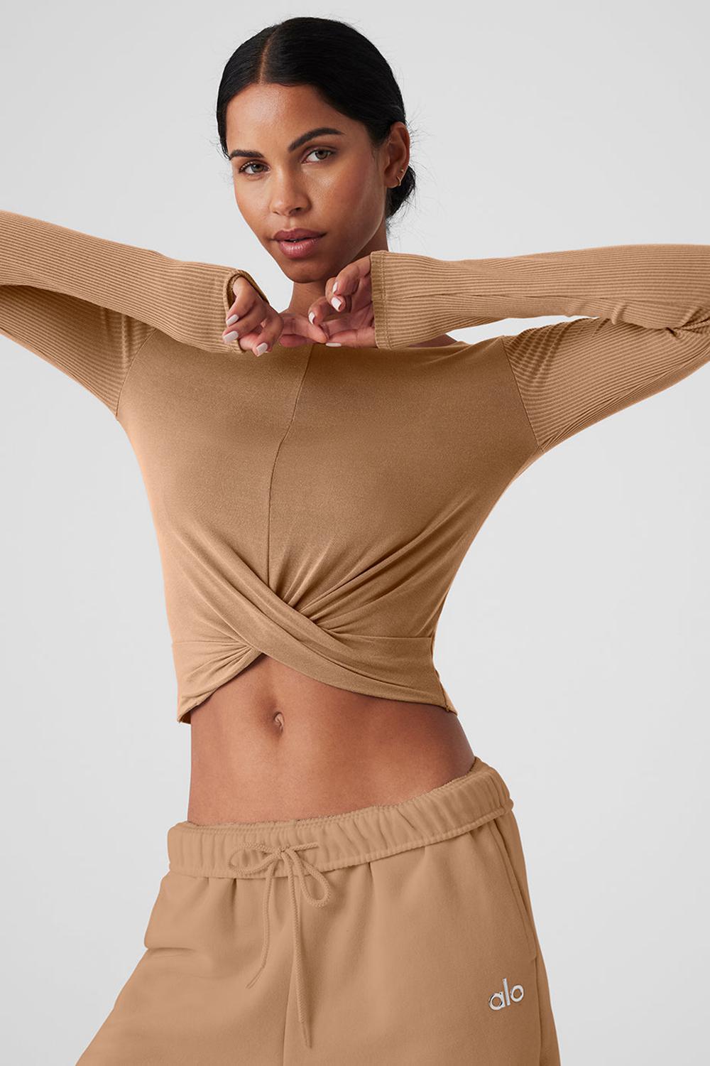 Toasted Almond Women Alo Yoga Cover Top Long Sleeve | Australia  82067-EQVJ