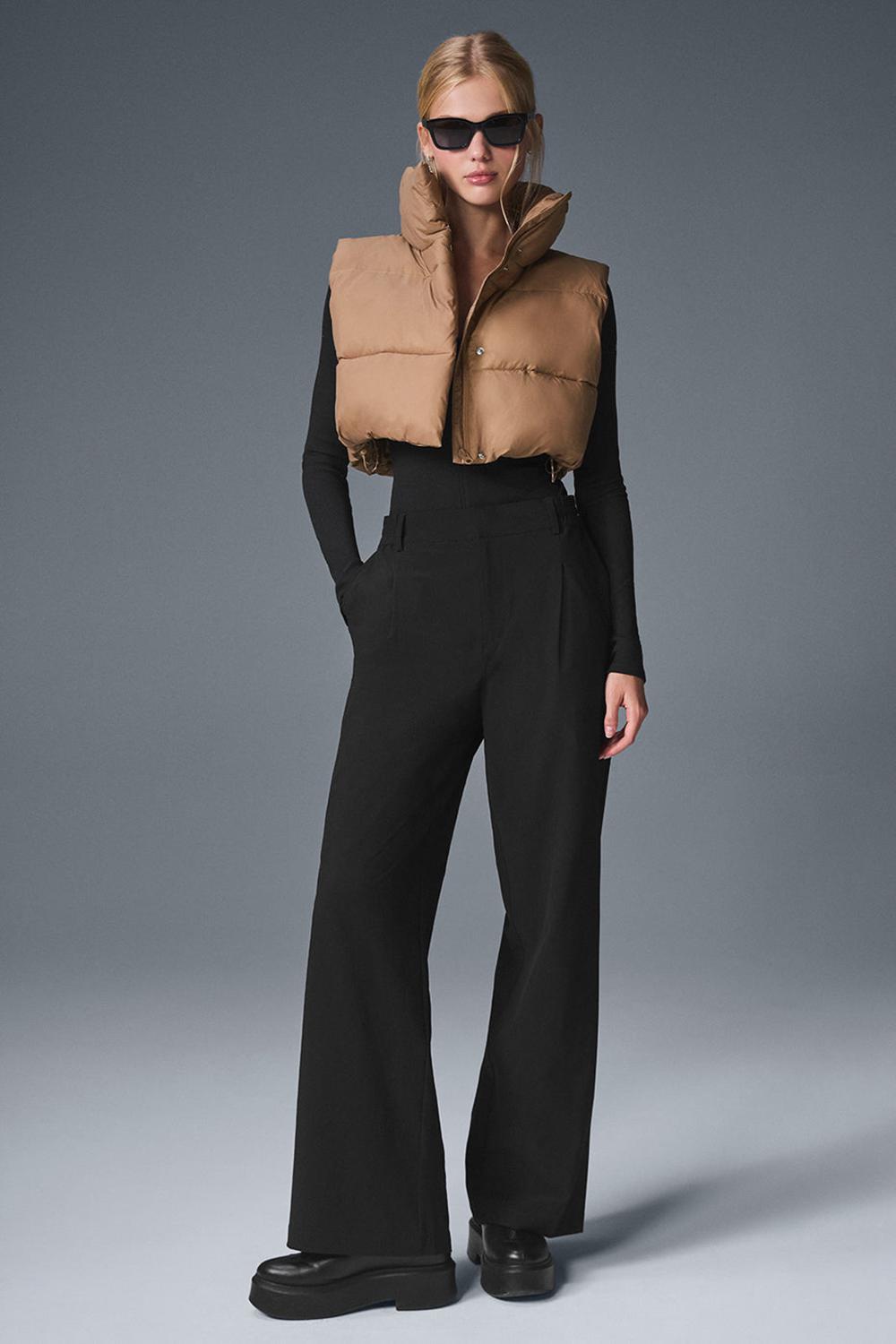 Toasted Almond Women Alo Yoga Cropped Gold Rush Puffer Vest | Australia  15246-FJEC
