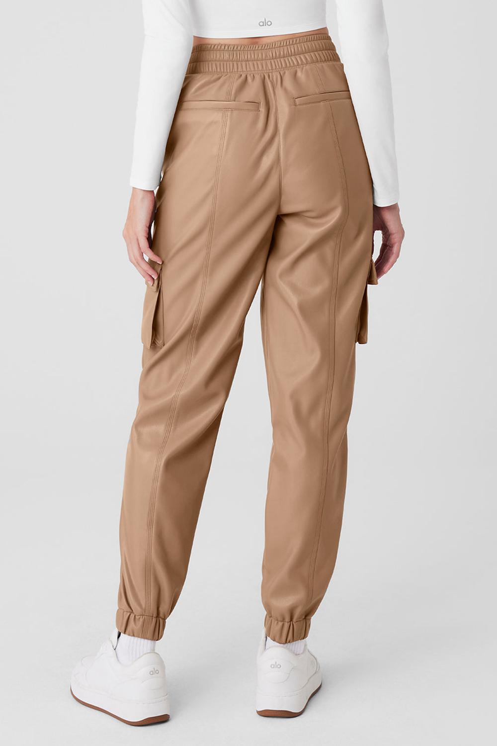 Toasted Almond Women Alo Yoga Faux Leather Power Hour Jogger | Australia  08921-QLIP