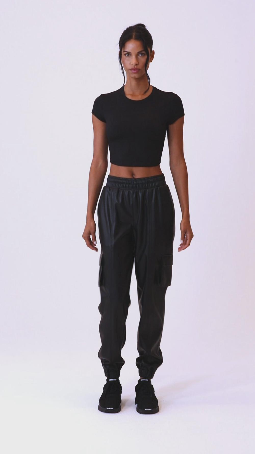 Toasted Almond Women Alo Yoga Faux Leather Power Hour Jogger | Australia  08921-QLIP
