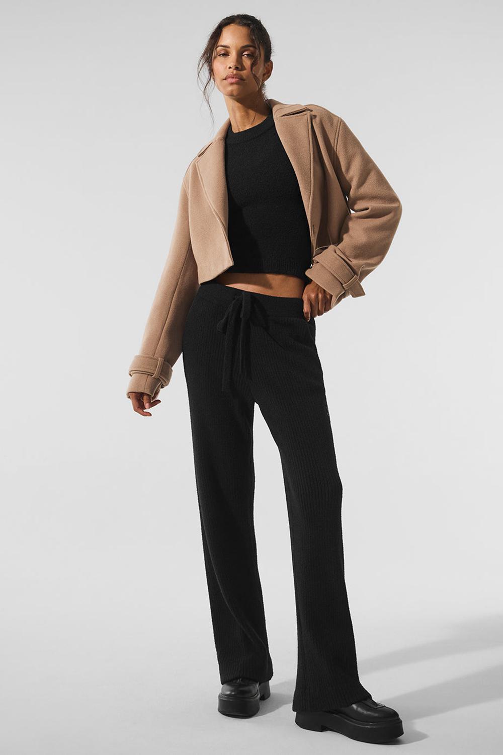Toasted Almond Women Alo Yoga Wool Cropped Metro Trench Coat | Australia  23609-HCJW