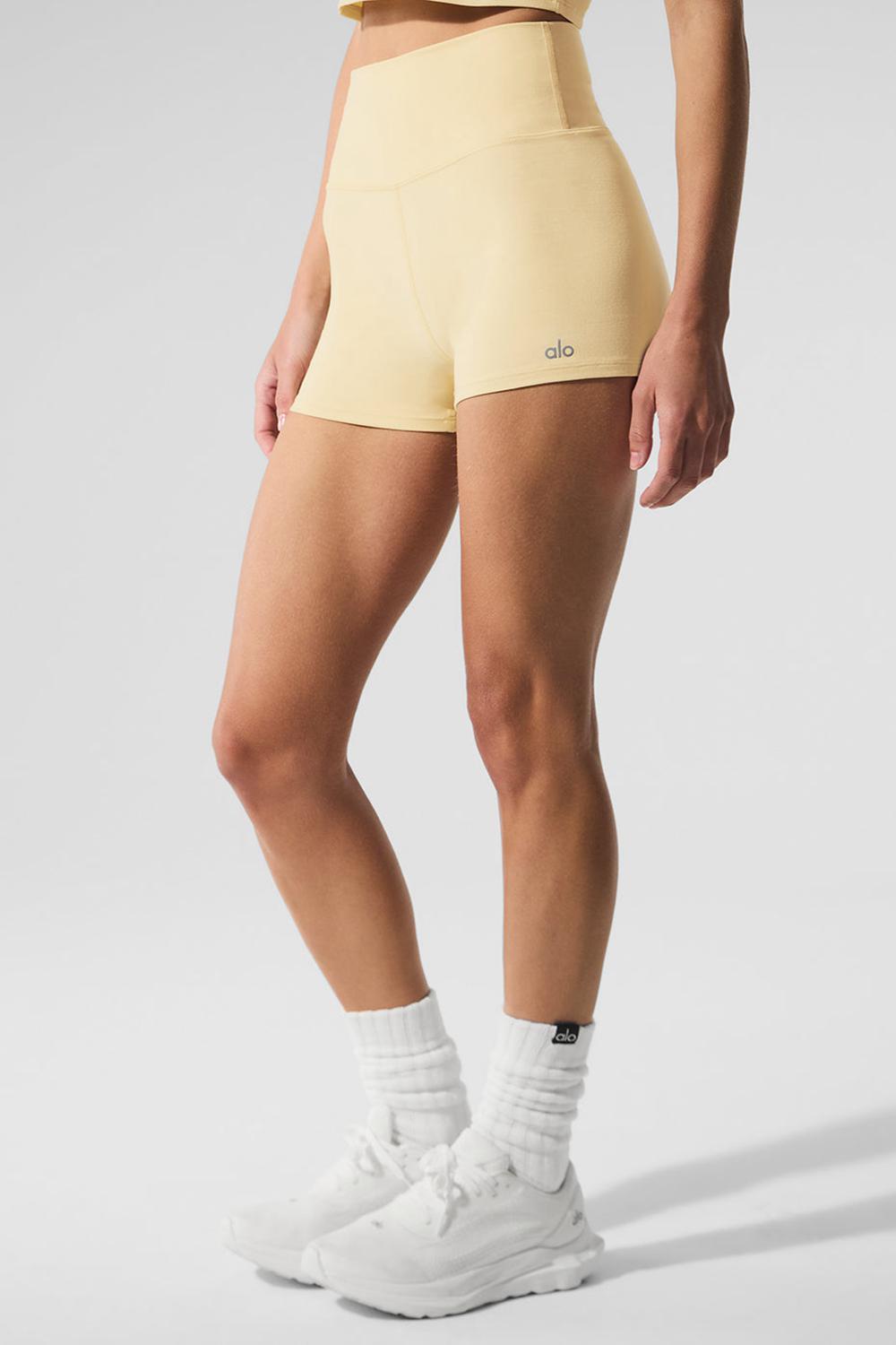 Warm Butter Heather Women Alo Yoga Alosoft High-Waist Carefree Short | Australia  25891-CENF