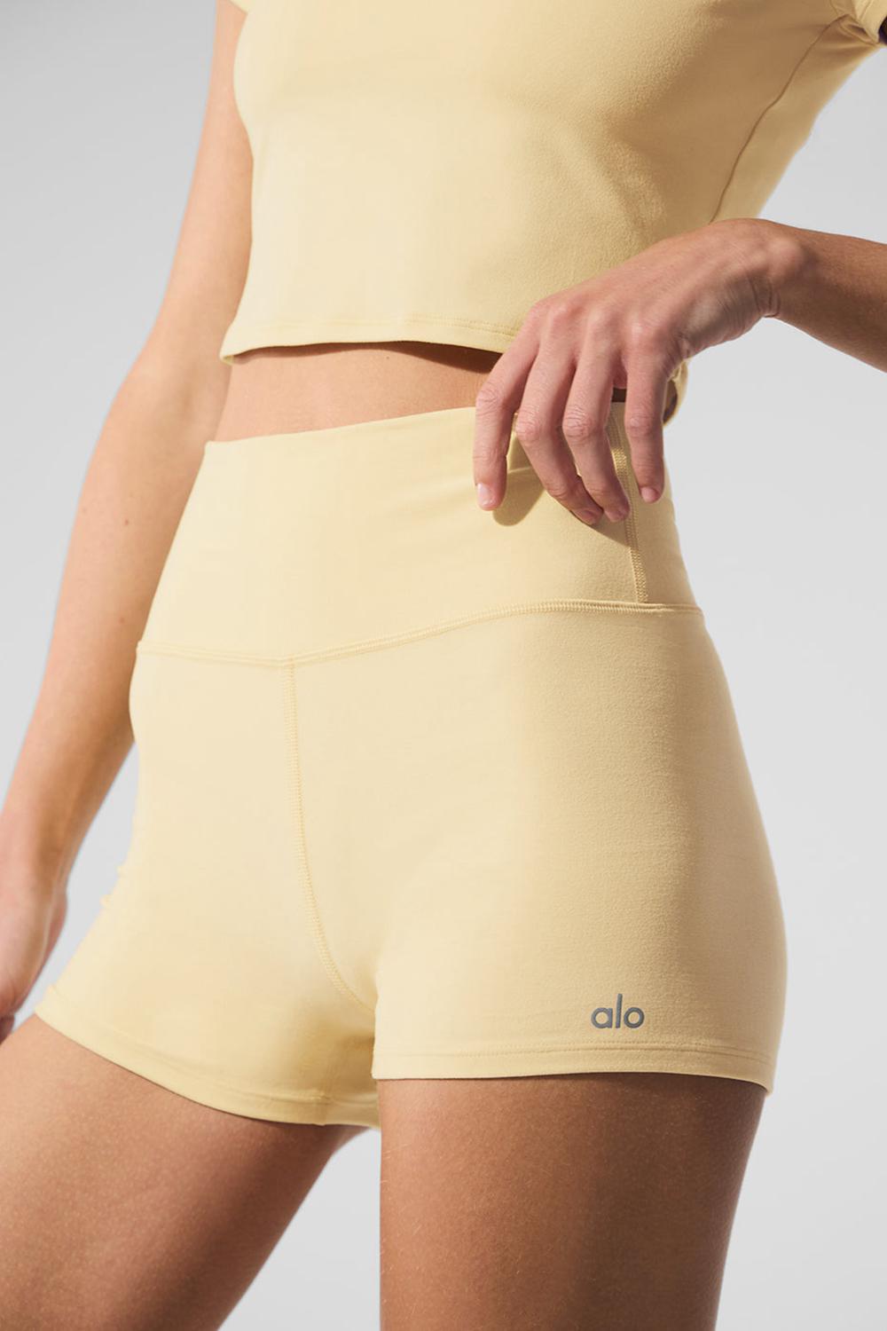 Warm Butter Heather Women Alo Yoga Alosoft High-Waist Carefree Short | Australia  25891-CENF