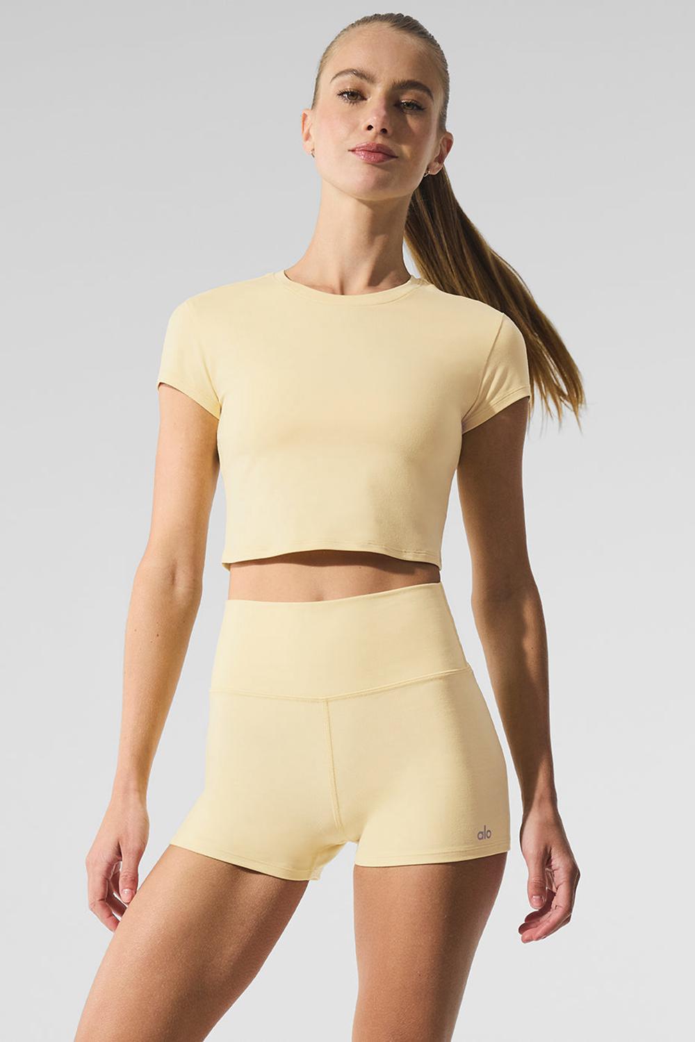 Warm Butter Women Alo Yoga Alosoft Crop Finesse Short Sleeve | Australia  34891-SOQL