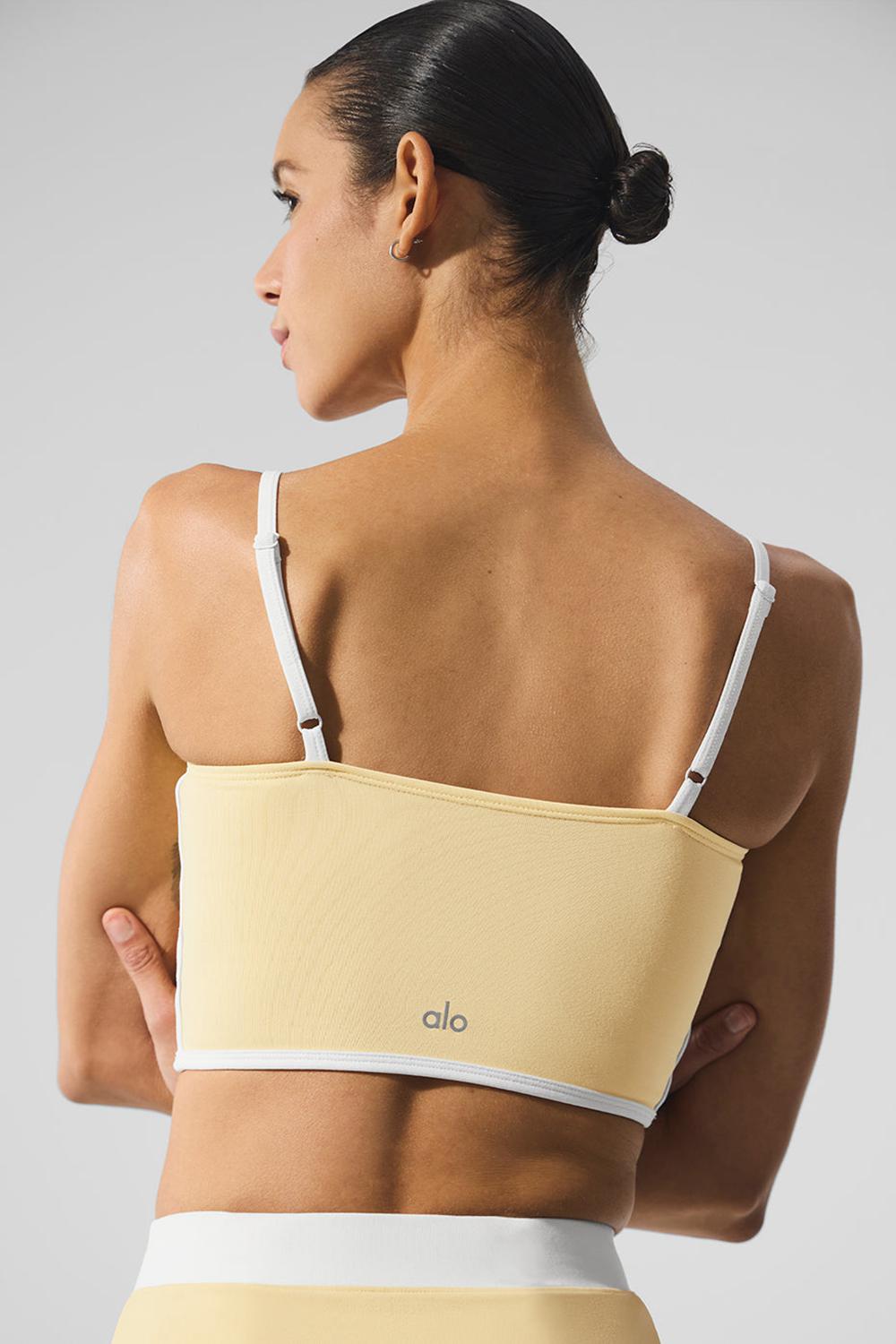 Warm Butter / White Women Alo Yoga Airbrush Streamlined Bra Tank | Australia  90185-LJMV