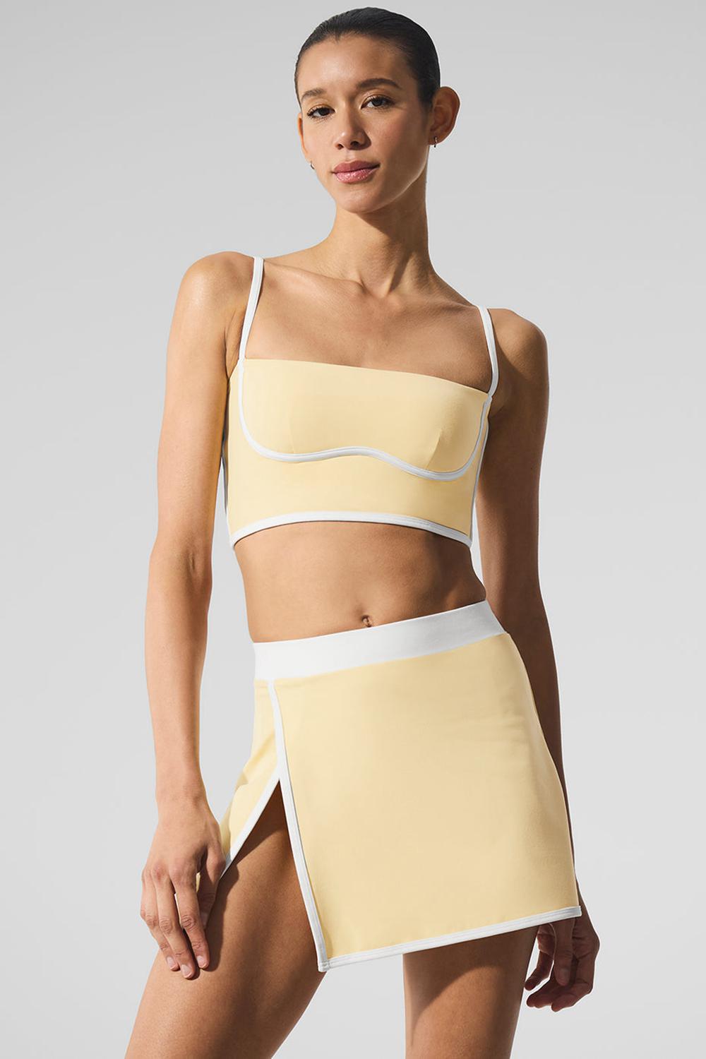 Warm Butter / White Women Alo Yoga Airbrush Streamlined Bra Tank | Australia  90185-LJMV