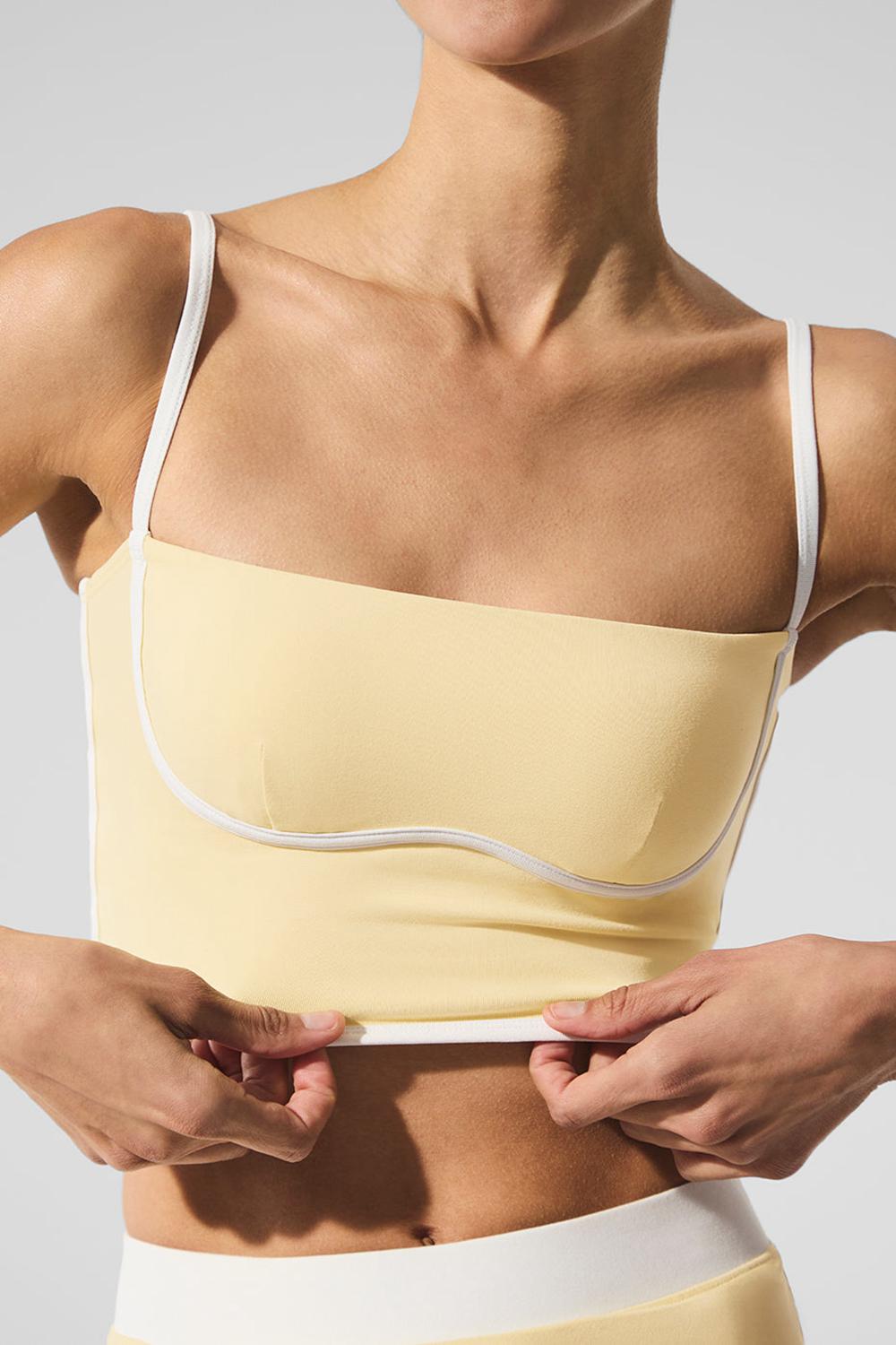 Warm Butter / White Women Alo Yoga Airbrush Streamlined Bra Tank | Australia  90185-LJMV