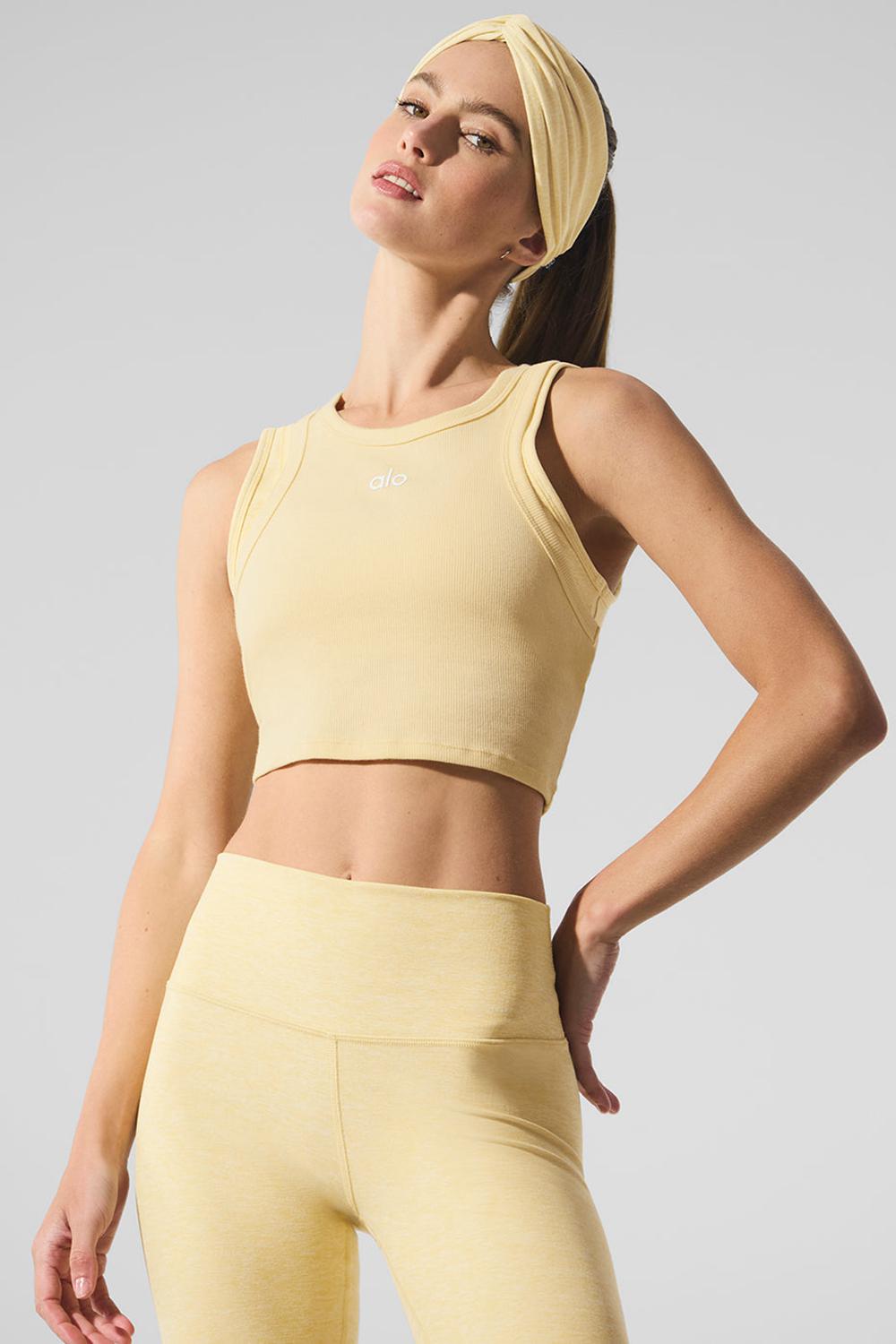Warm Butter / White Women Alo Yoga Aspire Tank | Australia  06185-DFZG