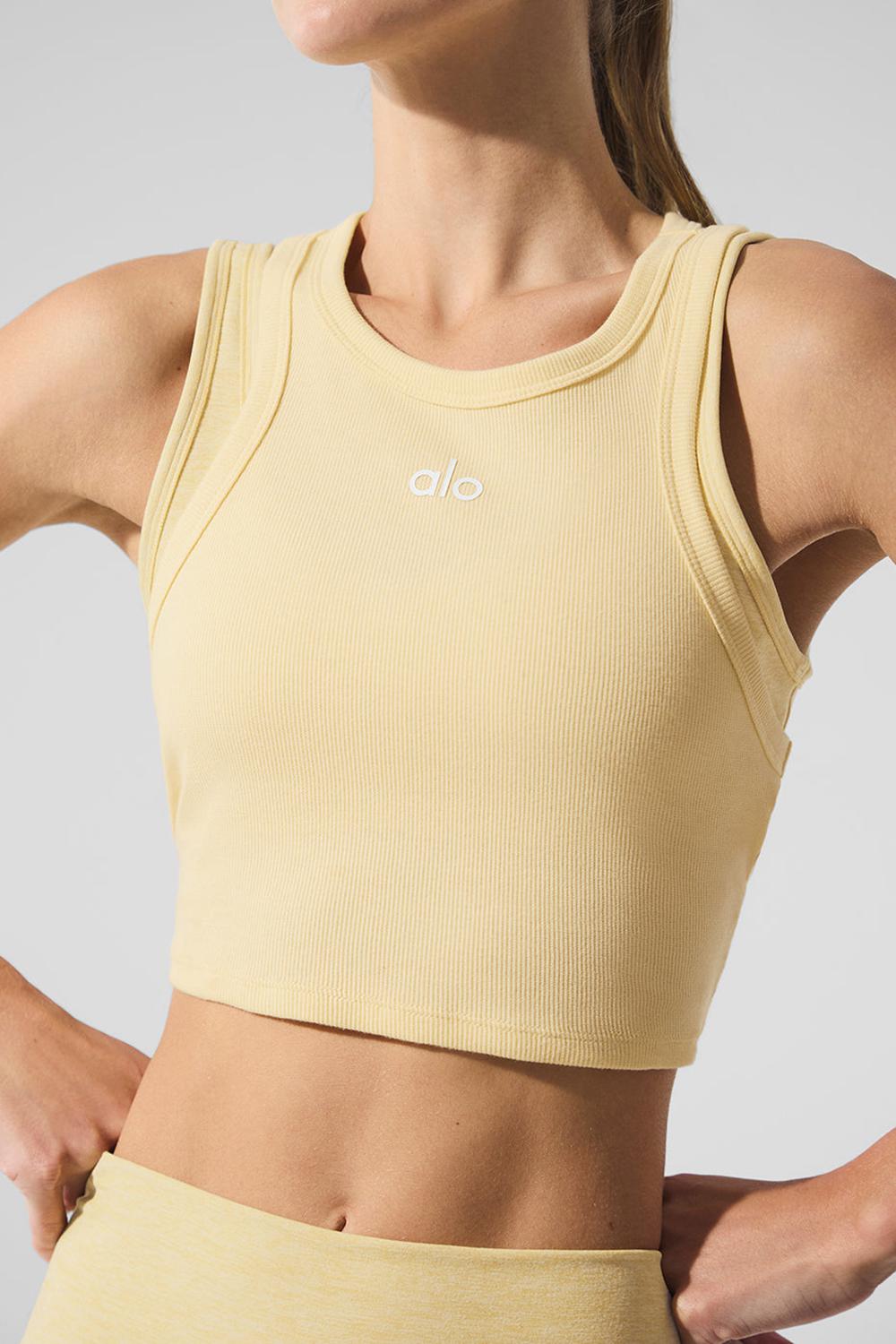 Warm Butter / White Women Alo Yoga Aspire Tank | Australia  06185-DFZG