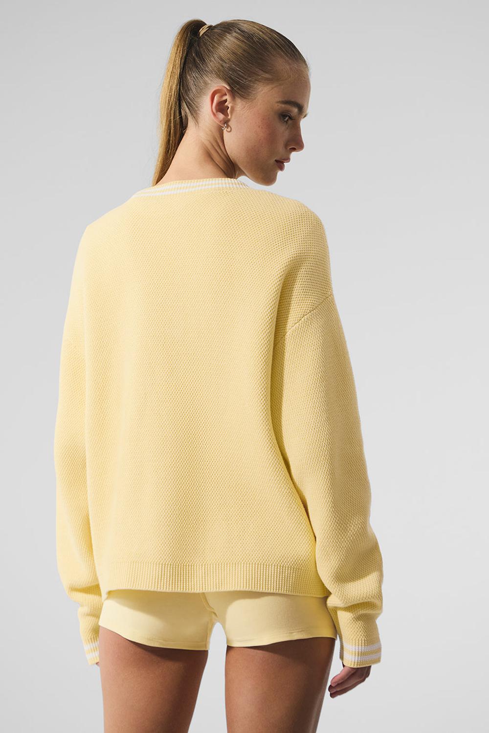 Warm Butter / White Women Alo Yoga Tennis Club Sweater Knit Cardigan | Australia  45690-LPFY