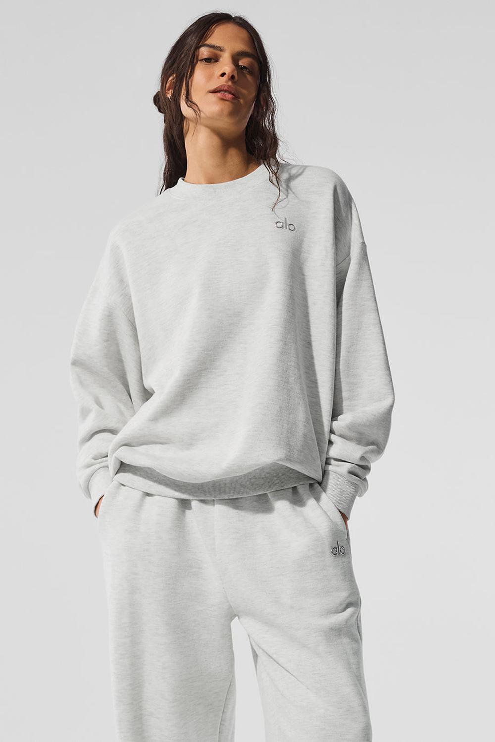 White Heather Women Alo Yoga Accolade Crew Neck Pullover | Australia  61928-EJGO
