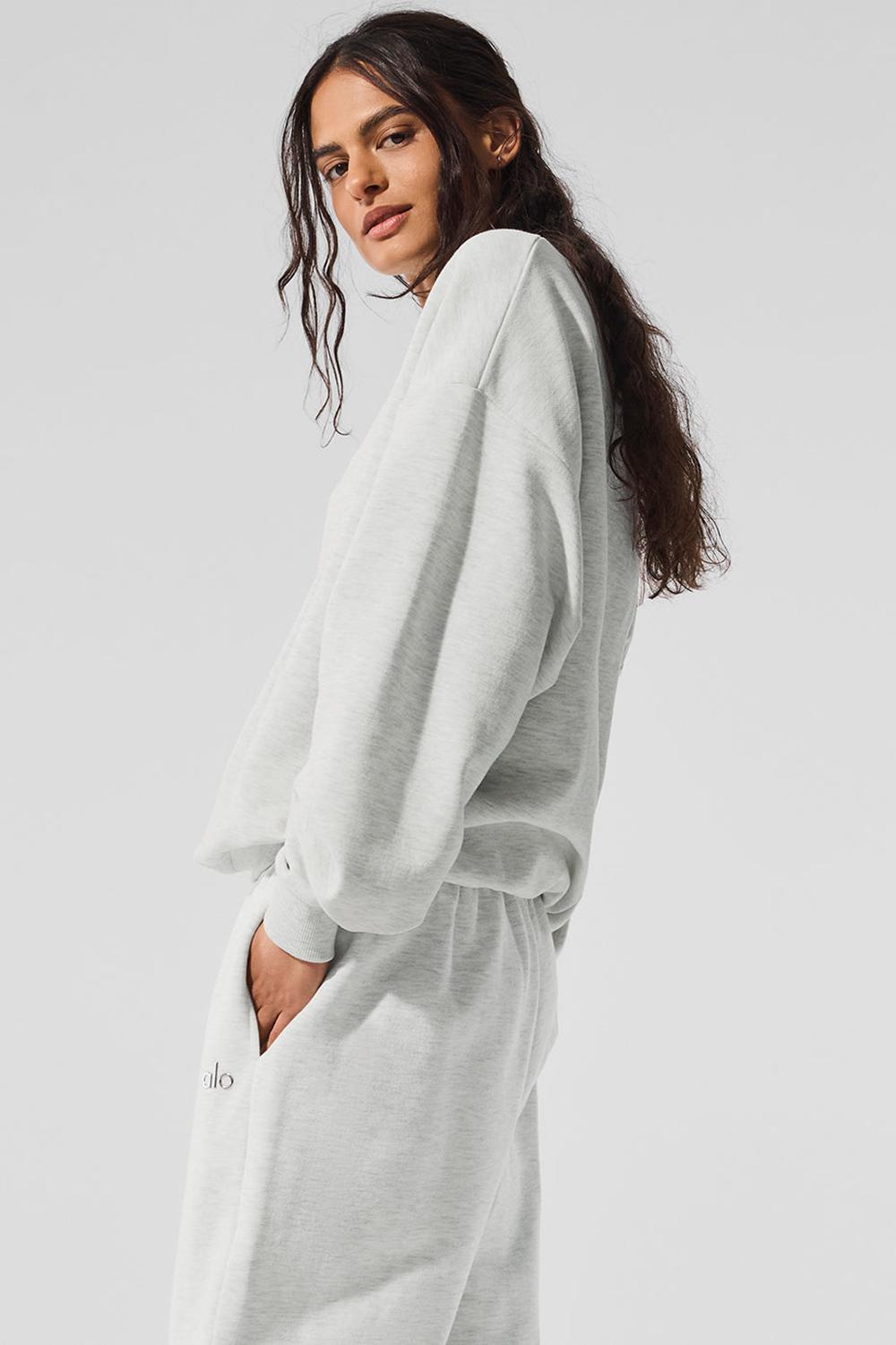 White Heather Women Alo Yoga Accolade Crew Neck Pullover | Australia  61928-EJGO
