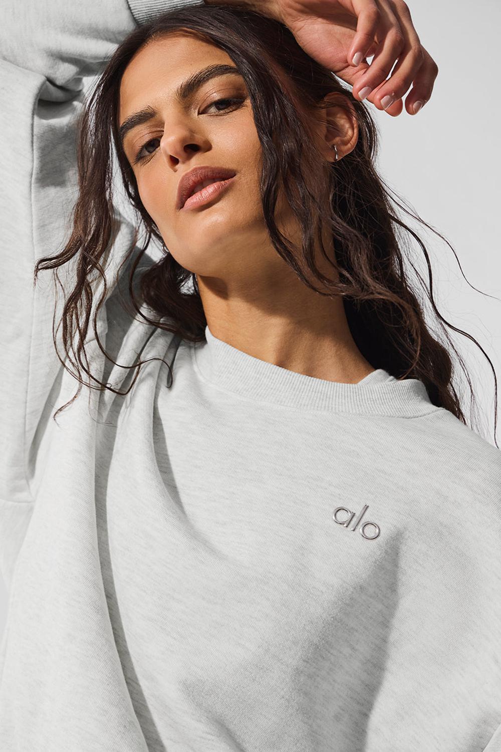 White Heather Women Alo Yoga Accolade Crew Neck Pullover | Australia  61928-EJGO