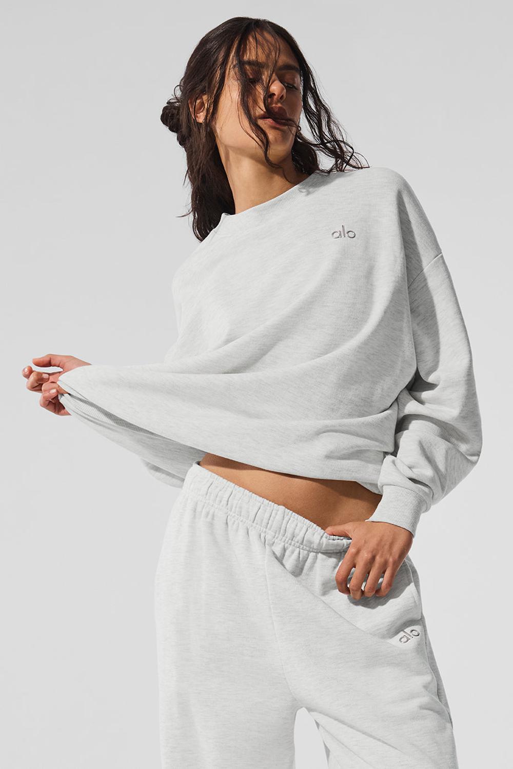 White Heather Women Alo Yoga Accolade Crew Neck Pullover | Australia  61928-EJGO
