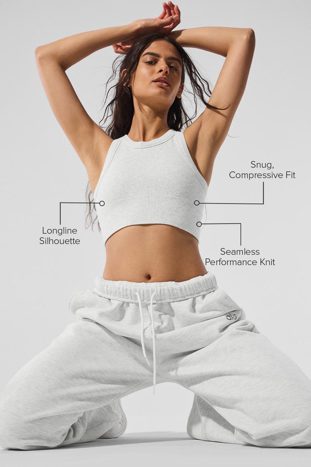 White Heather Women Alo Yoga Seamless Delight High Neck Bra | Australia  85106-BJZW