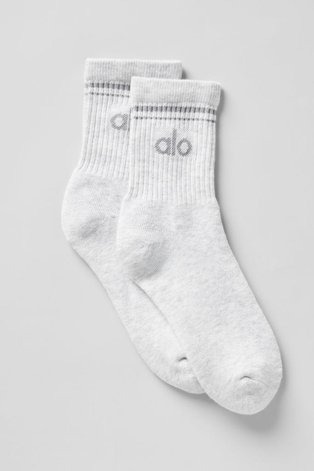 White Heather / Grey Women Alo Yoga Unisex Half-Crew Throwback Sock | Australia  65871-ODRB