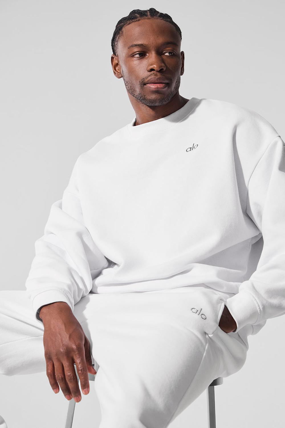 White Men Alo Yoga Accolade Crew Neck Pullover | Australia  43512-QUJS