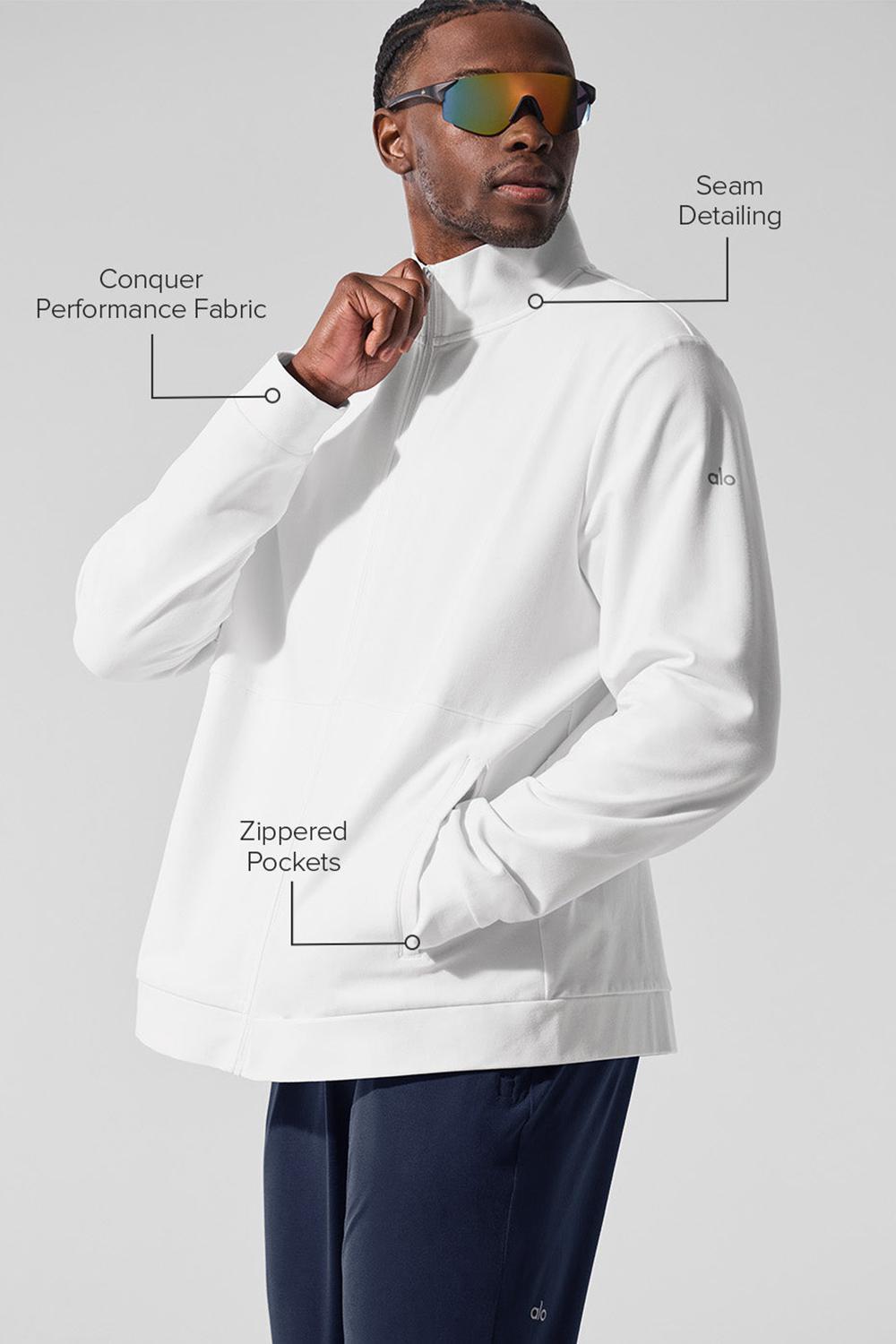 White Men Alo Yoga Conquer Max Mock Neck Full Zip Jacket | Australia  16527-BXLY