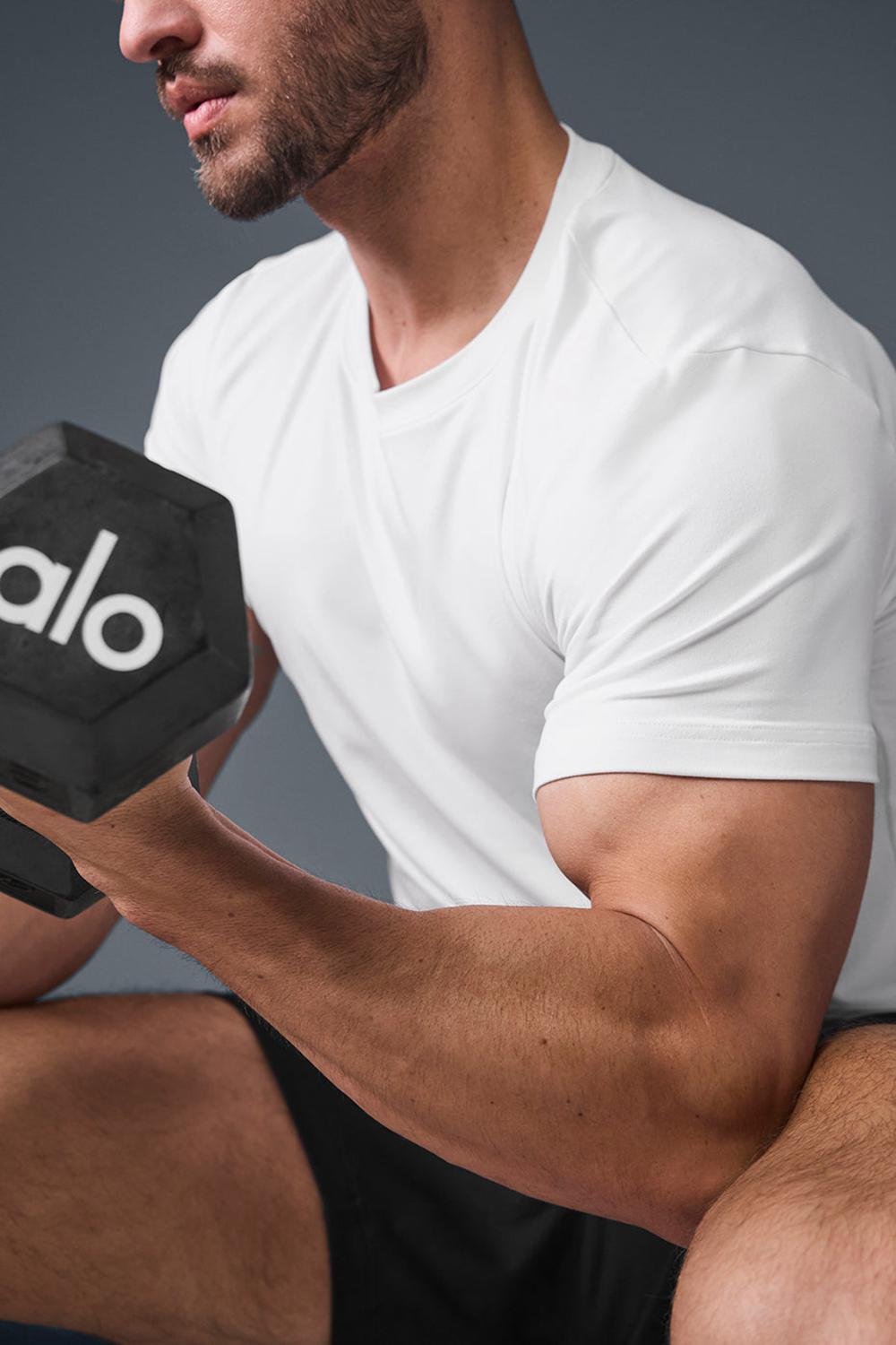 White Men Alo Yoga Conquer Reform Crewneck Short Sleeve | Australia  49238-DWYC