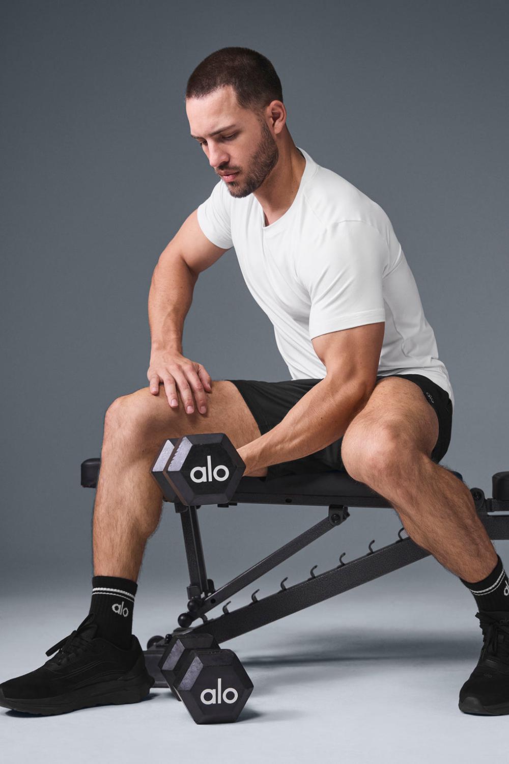 White Men Alo Yoga Conquer Reform Crewneck Short Sleeve | Australia  49238-DWYC