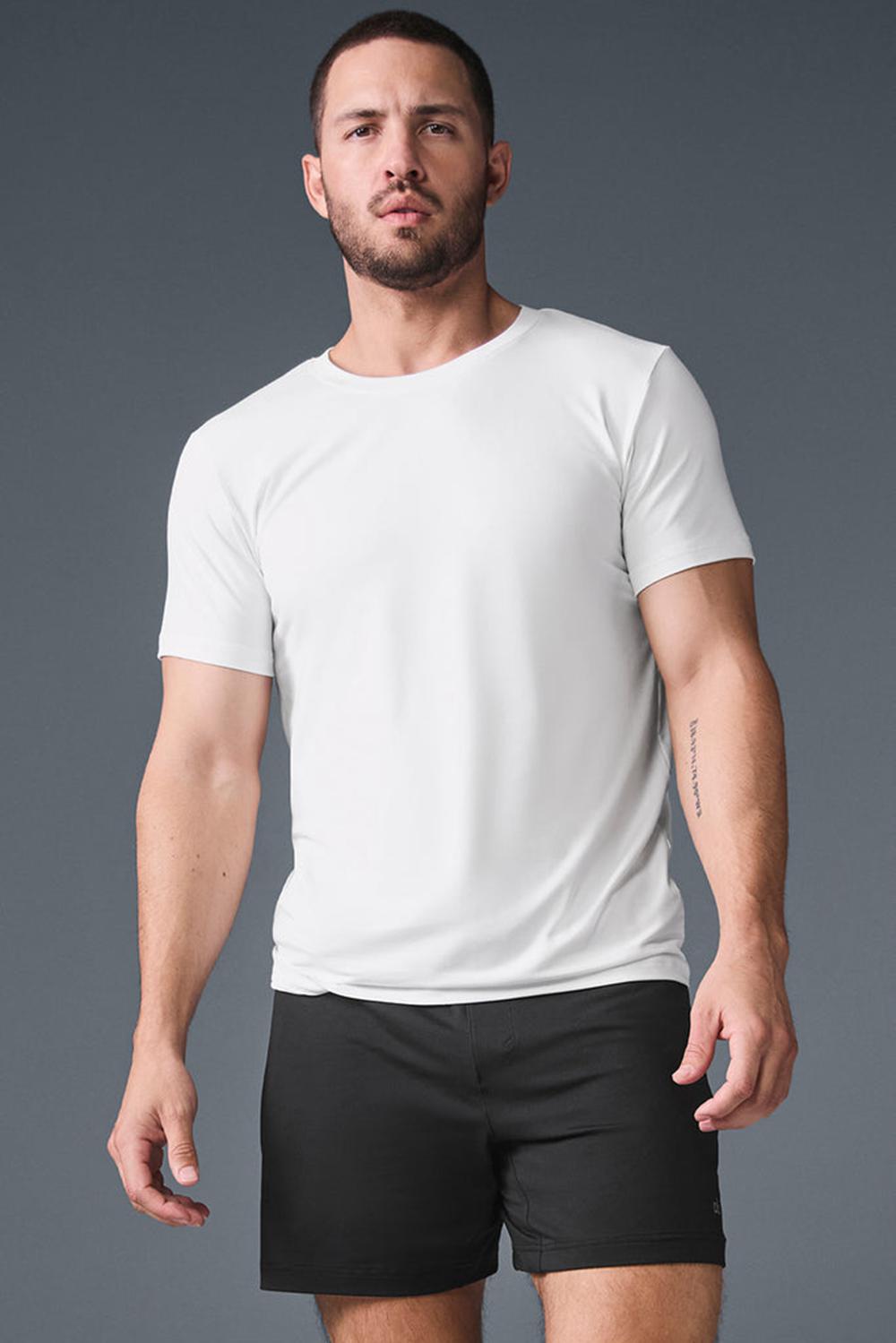 White Men Alo Yoga Conquer Reform Crewneck Short Sleeve | Australia  49238-DWYC