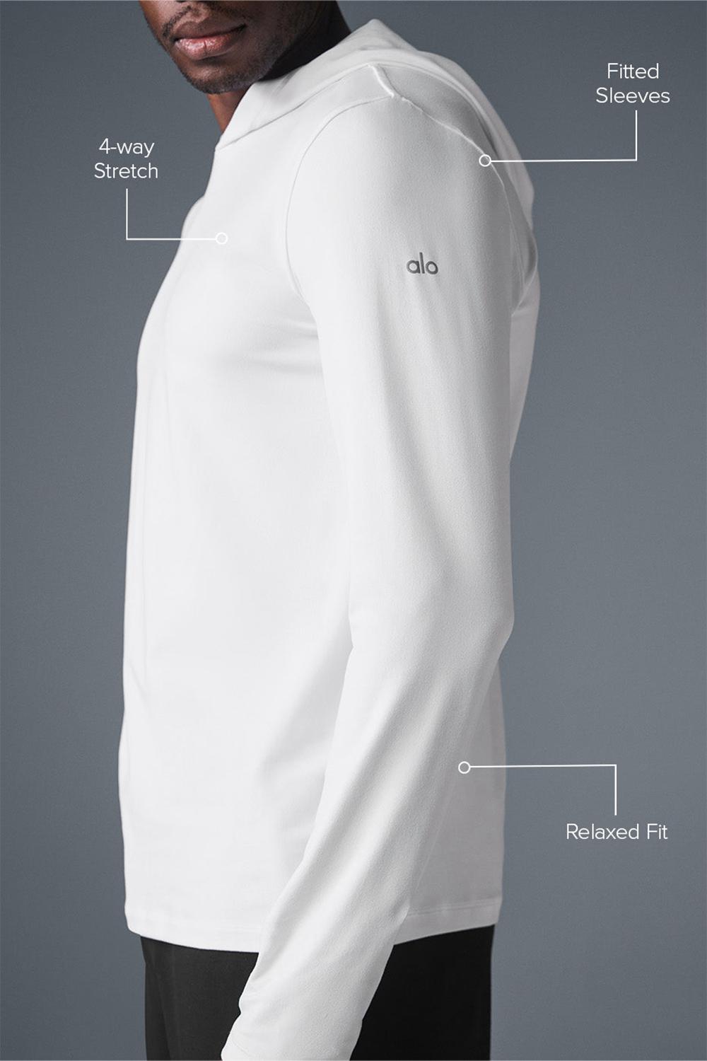 White Men Alo Yoga Conquer Reform With Hood Long Sleeve | Australia  29506-DOSX