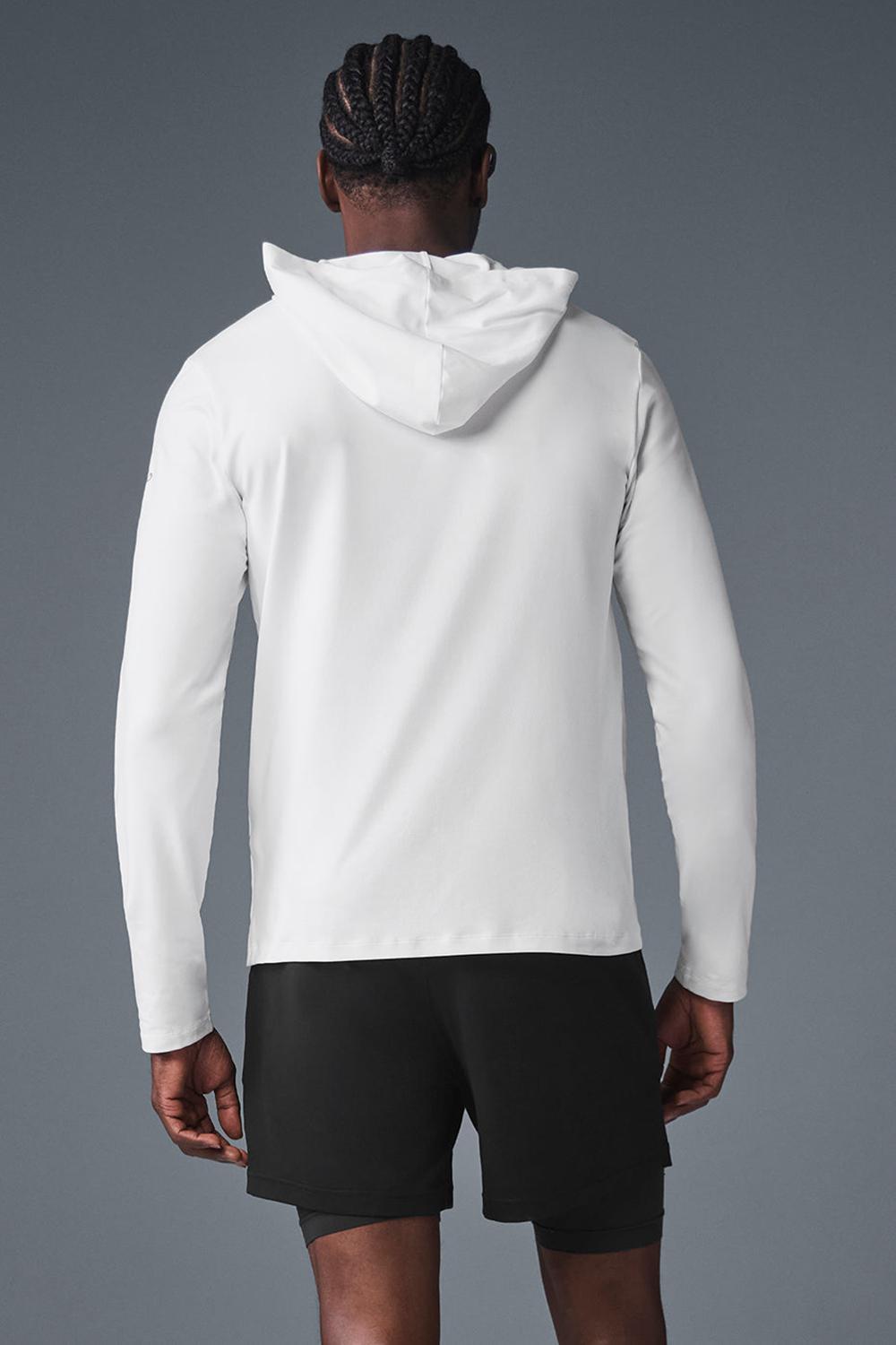 White Men Alo Yoga Conquer Reform With Hood Long Sleeve | Australia  29506-DOSX
