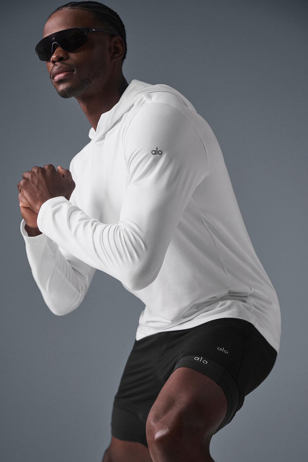 White Men Alo Yoga Conquer Reform With Hood Long Sleeve | Australia  29506-DOSX