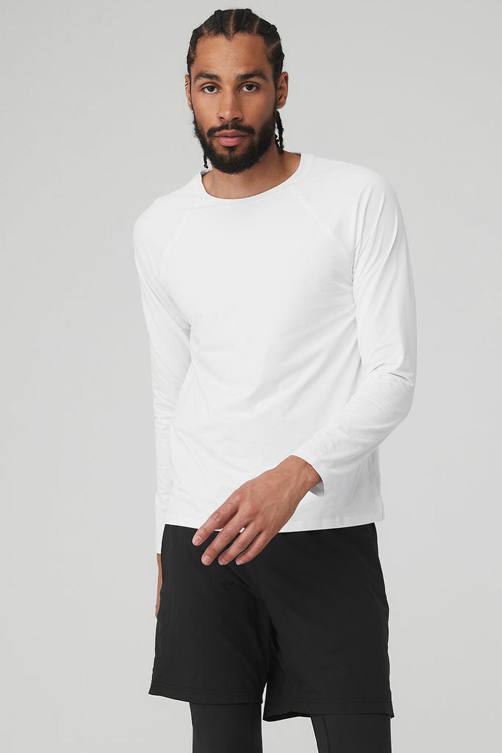 White Men Alo Yoga Idol Long Sleeve Performance Tee | Australia  13470-WNKL