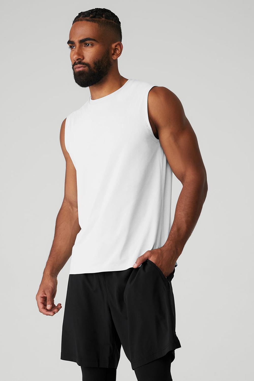White Men Alo Yoga Idol Performance Tank | Australia  64173-PEDK